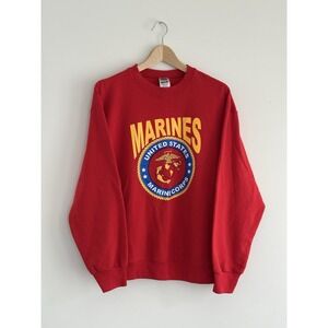Vintage 90s United States Marines USMC Big Logo Crest Crewneck Sweatshirt Large